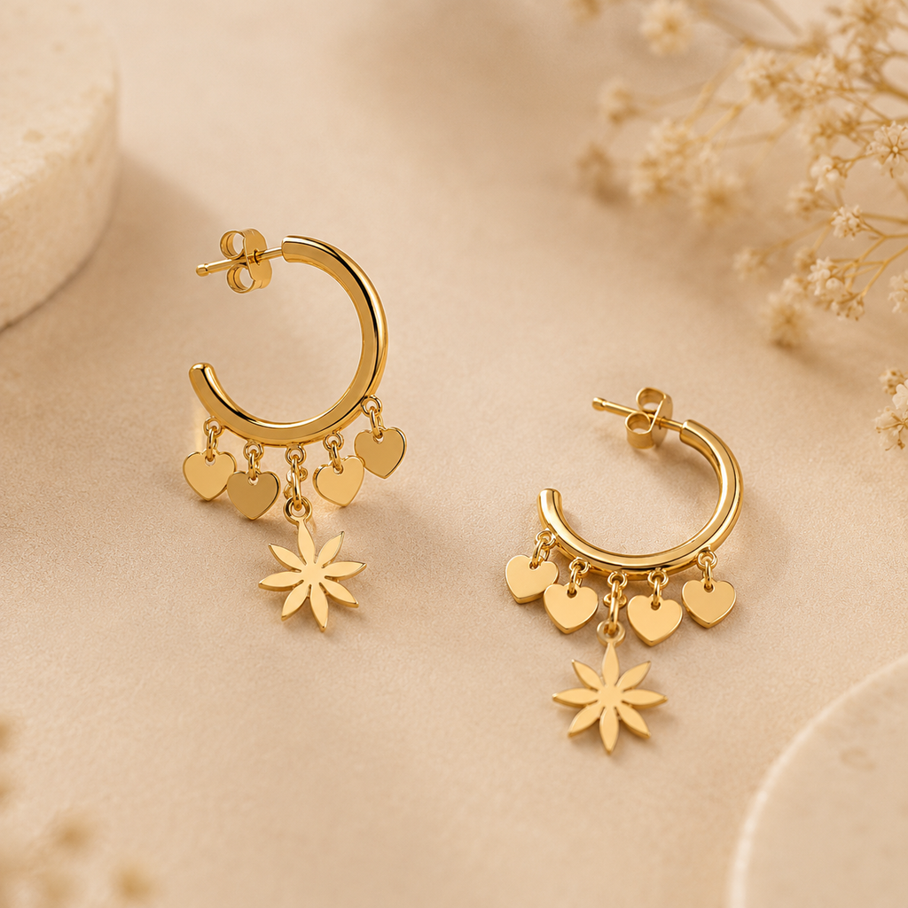 Évoraa Daisy Heart Hoops