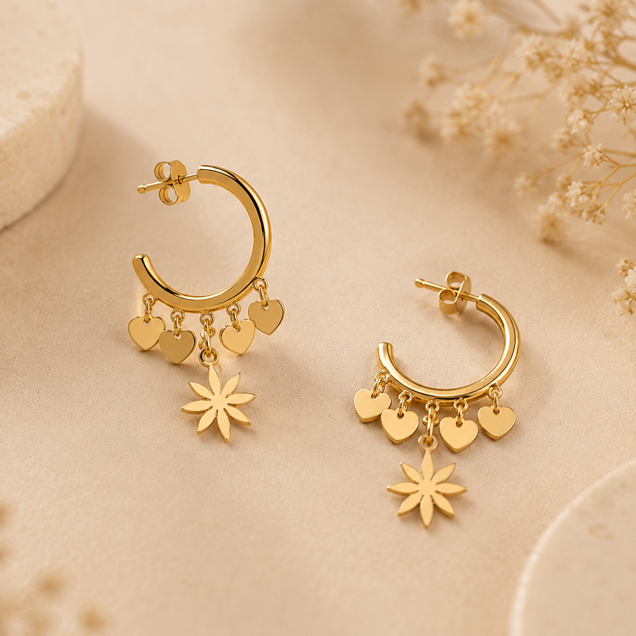 Évoraa Daisy Heart Hoops