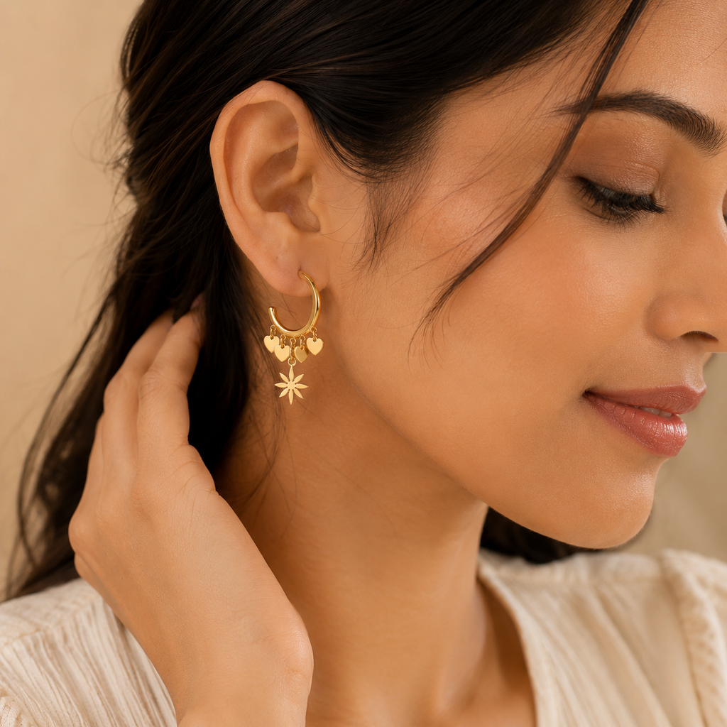 Évoraa Daisy Heart Hoops